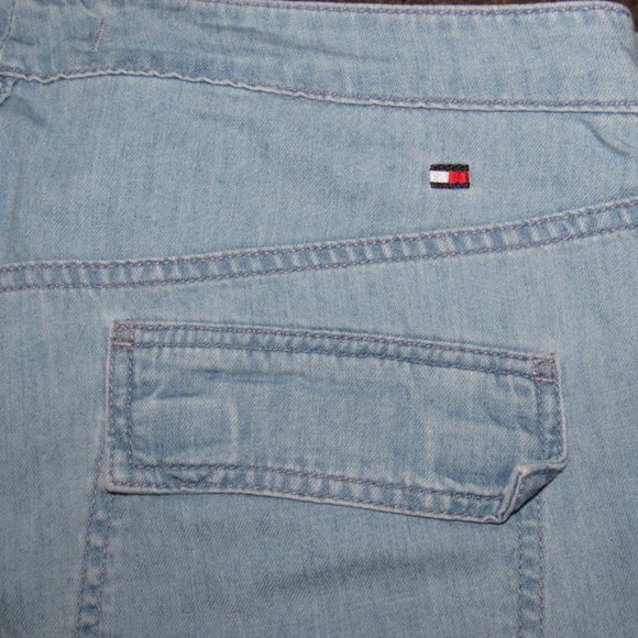 RETRO STYLE BOYFRIEND JEANS-VELCRO CLOSE LARGE POCKET LOOSE FIT-LIGHT BLUE-T.H. - Picture 9 of 13